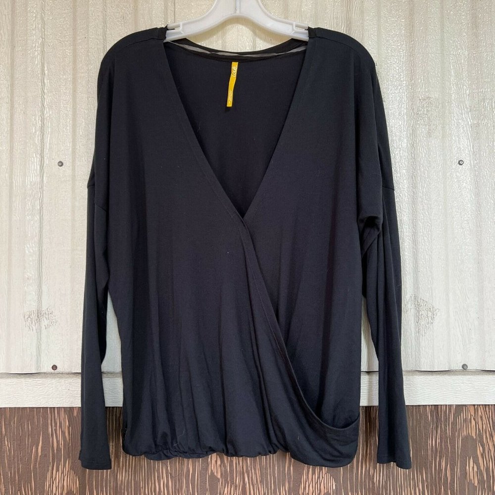 Lole cross front blouse top black long sleeve size S